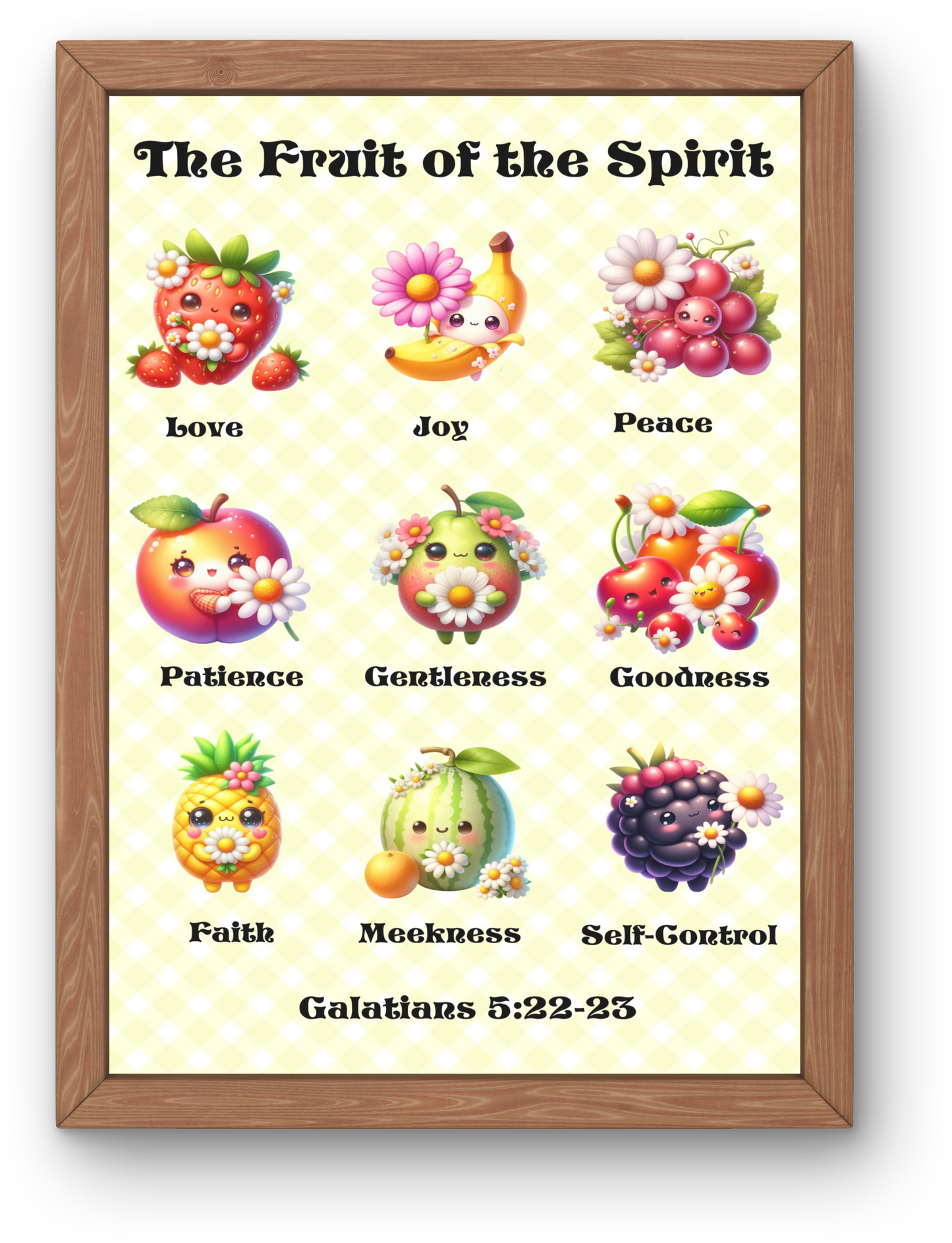 Cute Artful Fruit of the Spirit Art For Children Digital Downloadable Print