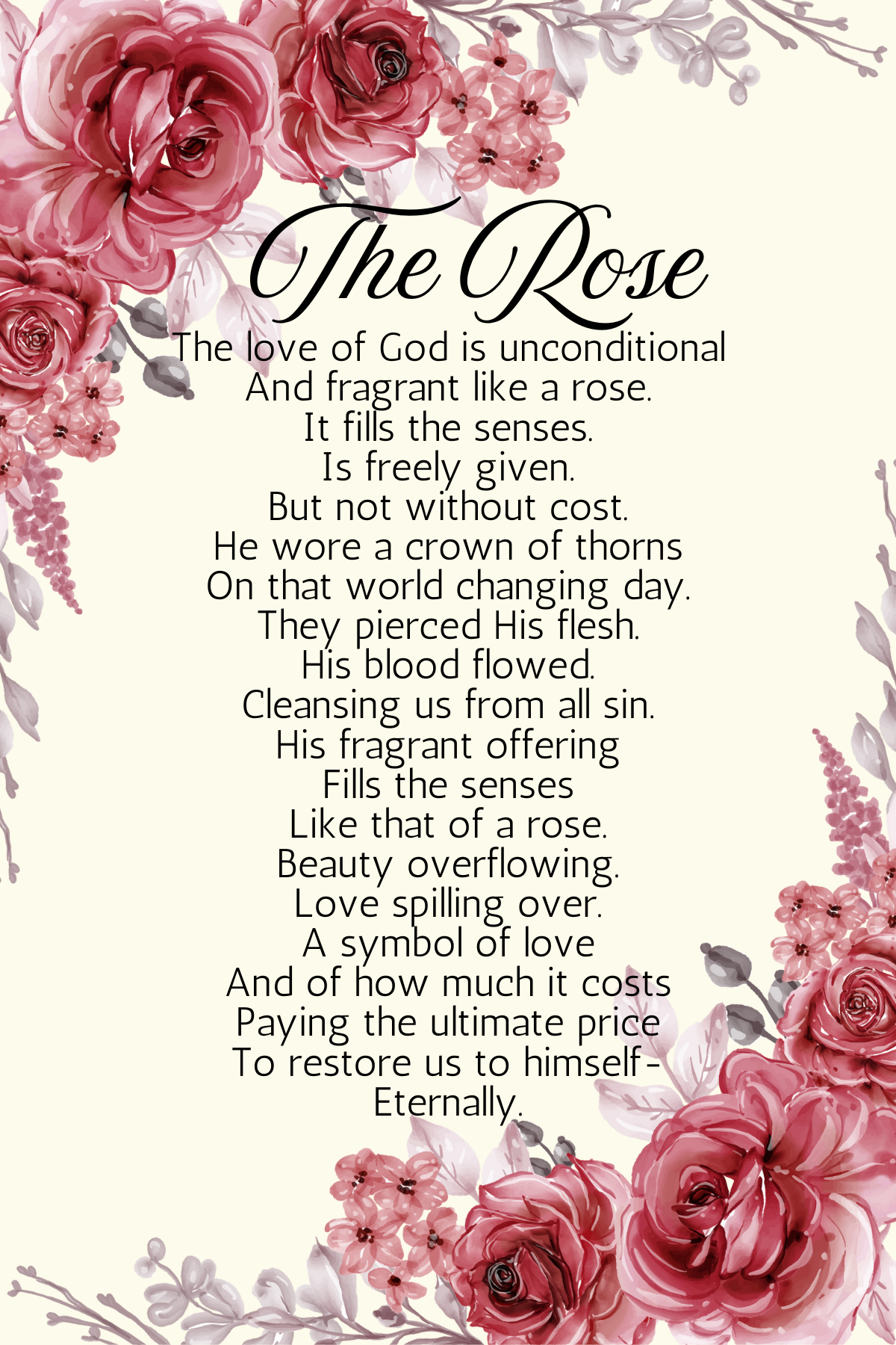 The Rose Printable Easter Card With Religious Messages About God's Love