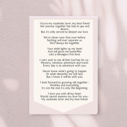 Soulmate Lovers Romantic Love Poems For Her Romantic Anniversary Card For Him