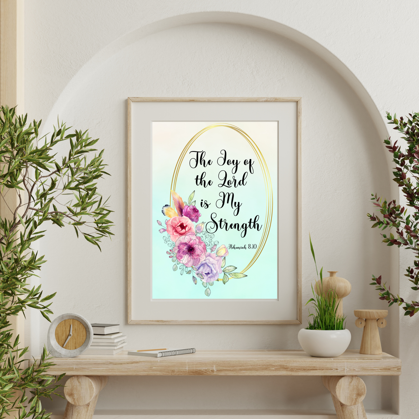 The Joy of the Lord Floral Modern Christian Art Digital Print