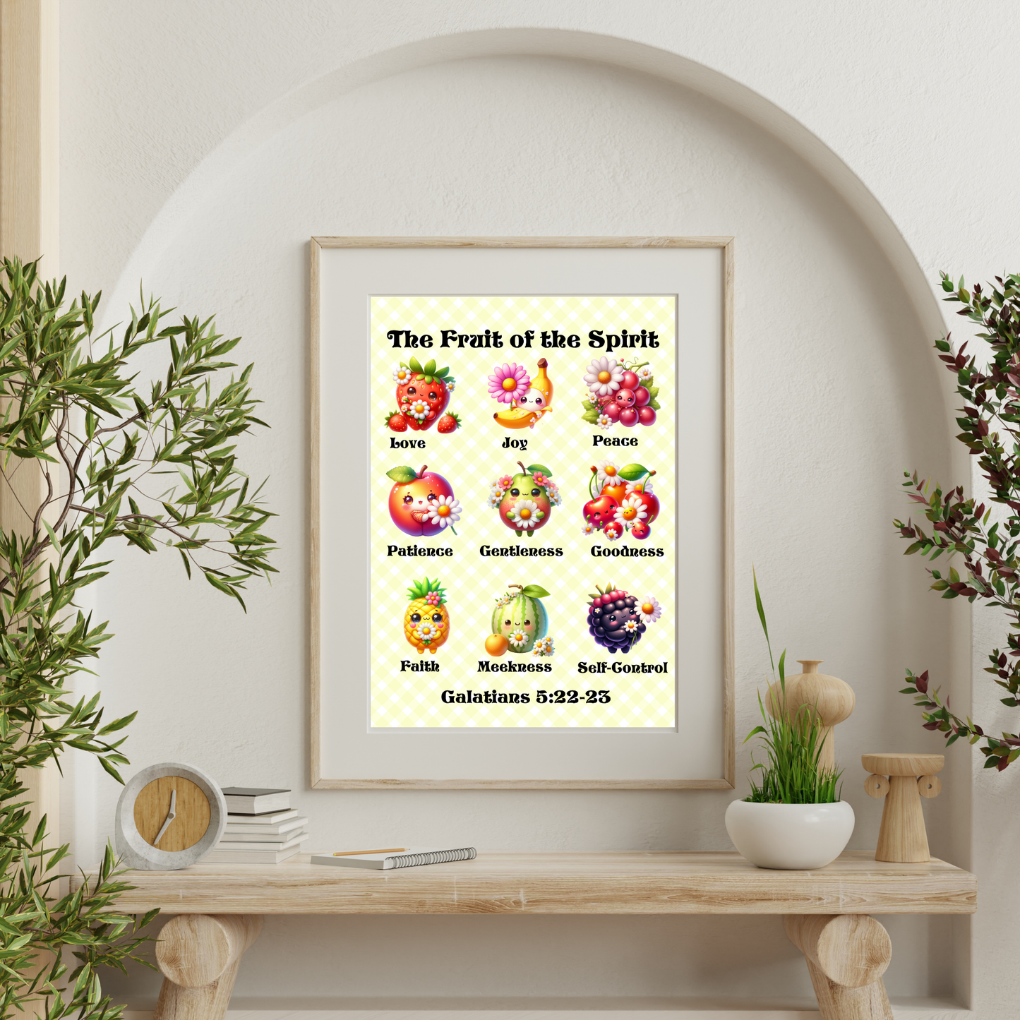 Cute Artful Fruit of the Spirit Art For Children Digital Downloadable Print
