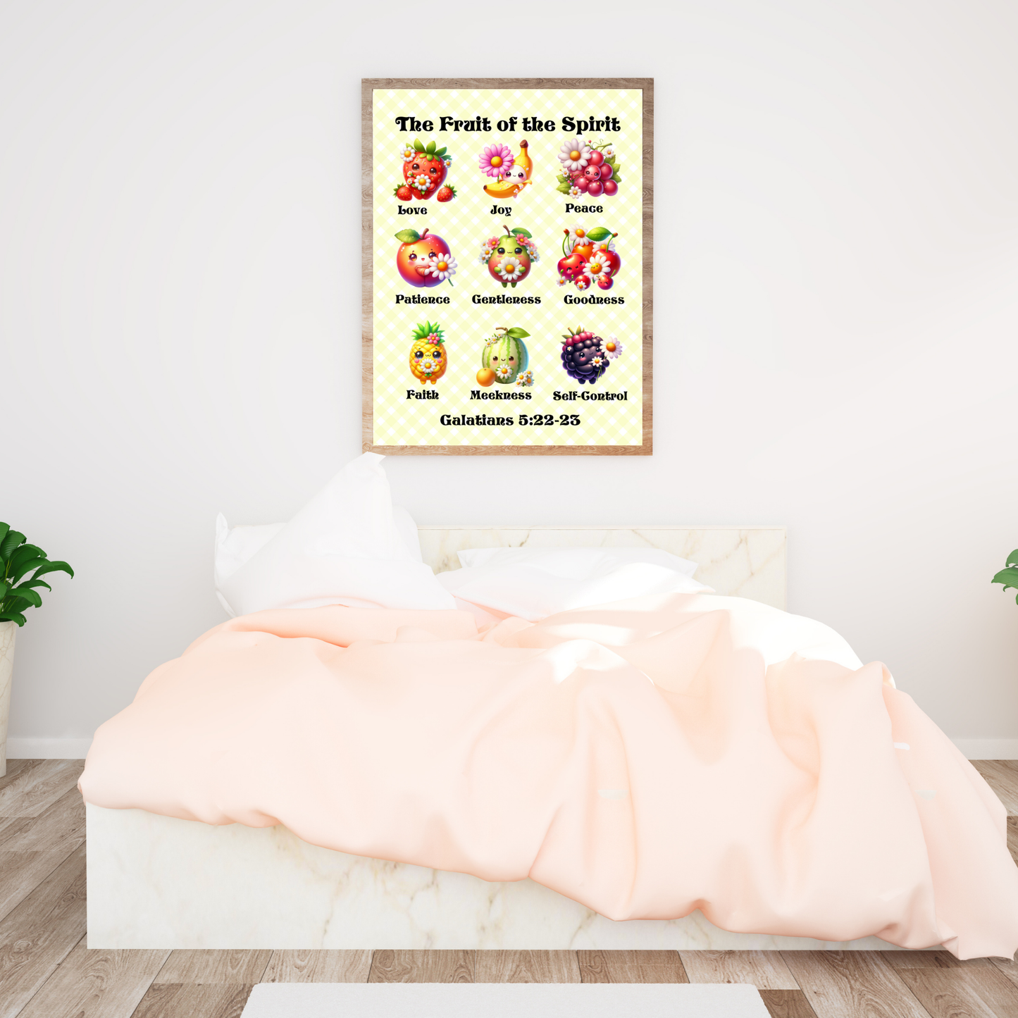 Cute Artful Fruit of the Spirit Art For Children Digital Downloadable Print