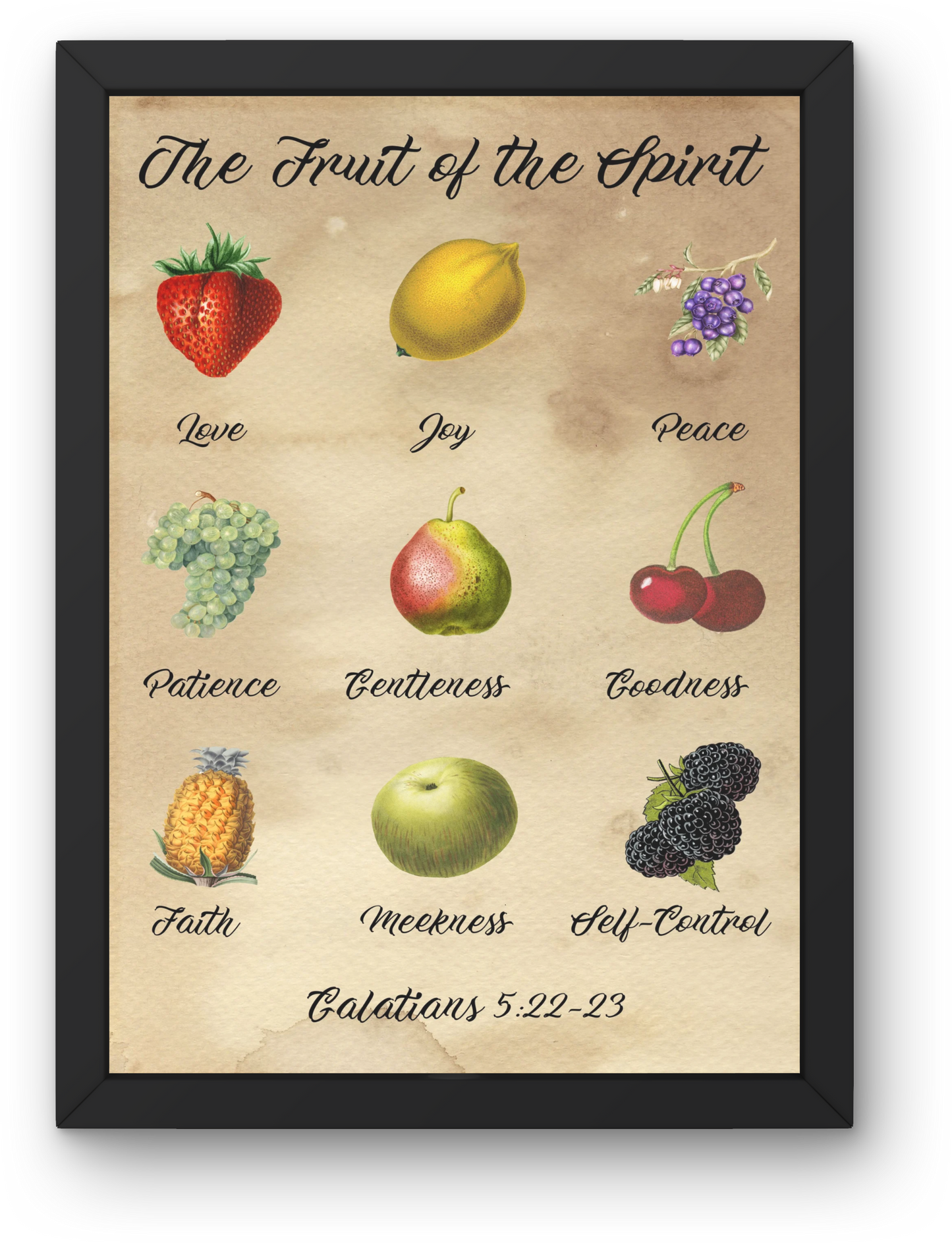 Downloadable Fruit of the Spirit Wall Art Vintage Prints Christian Art Gift