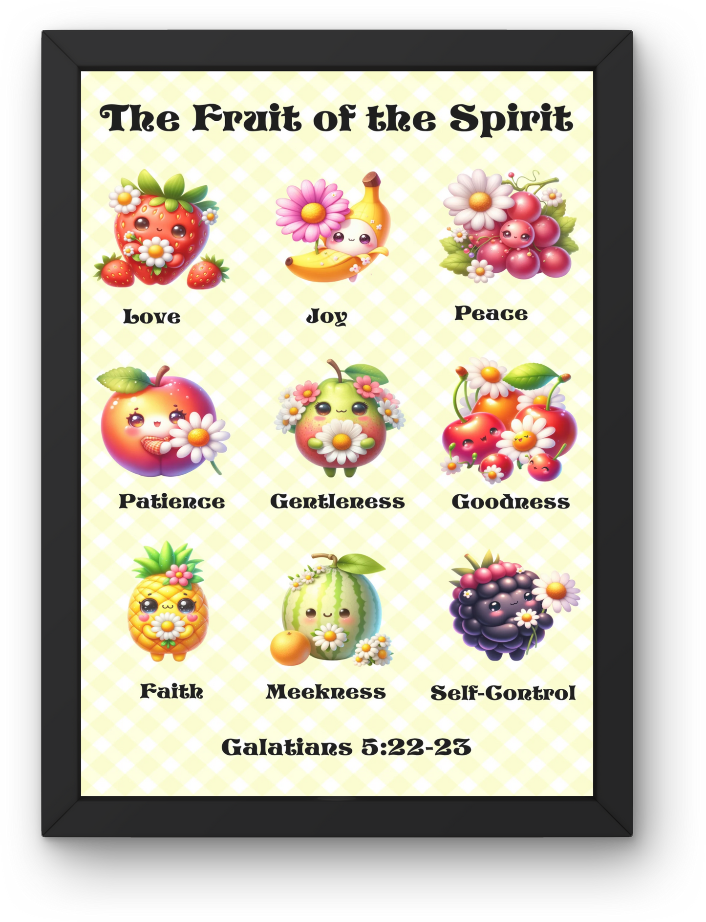 Cute Artful Fruit of the Spirit Art For Children Digital Downloadable Print