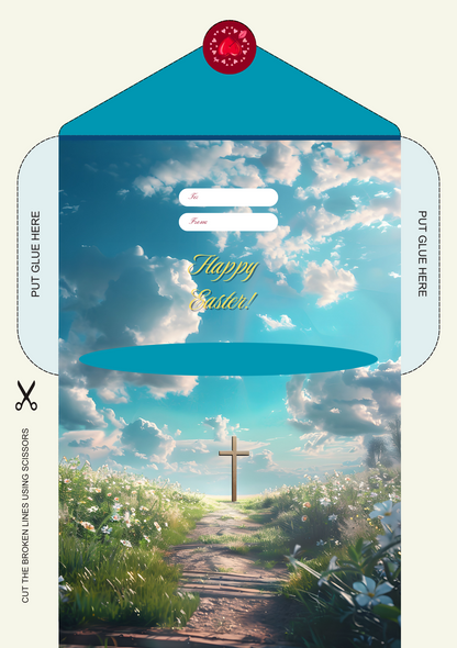 Hallelujah Downloadable He Is Risen Easter Card with Easter Cross Images With Envelope
