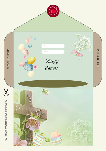 Hallelujah! He is Risen Printable Easter Card with Envelope