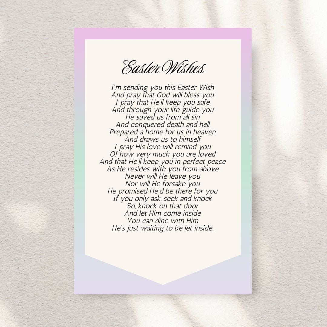 Easter Wishes and Prayers Printable Easter Poems Christian Easter Cards