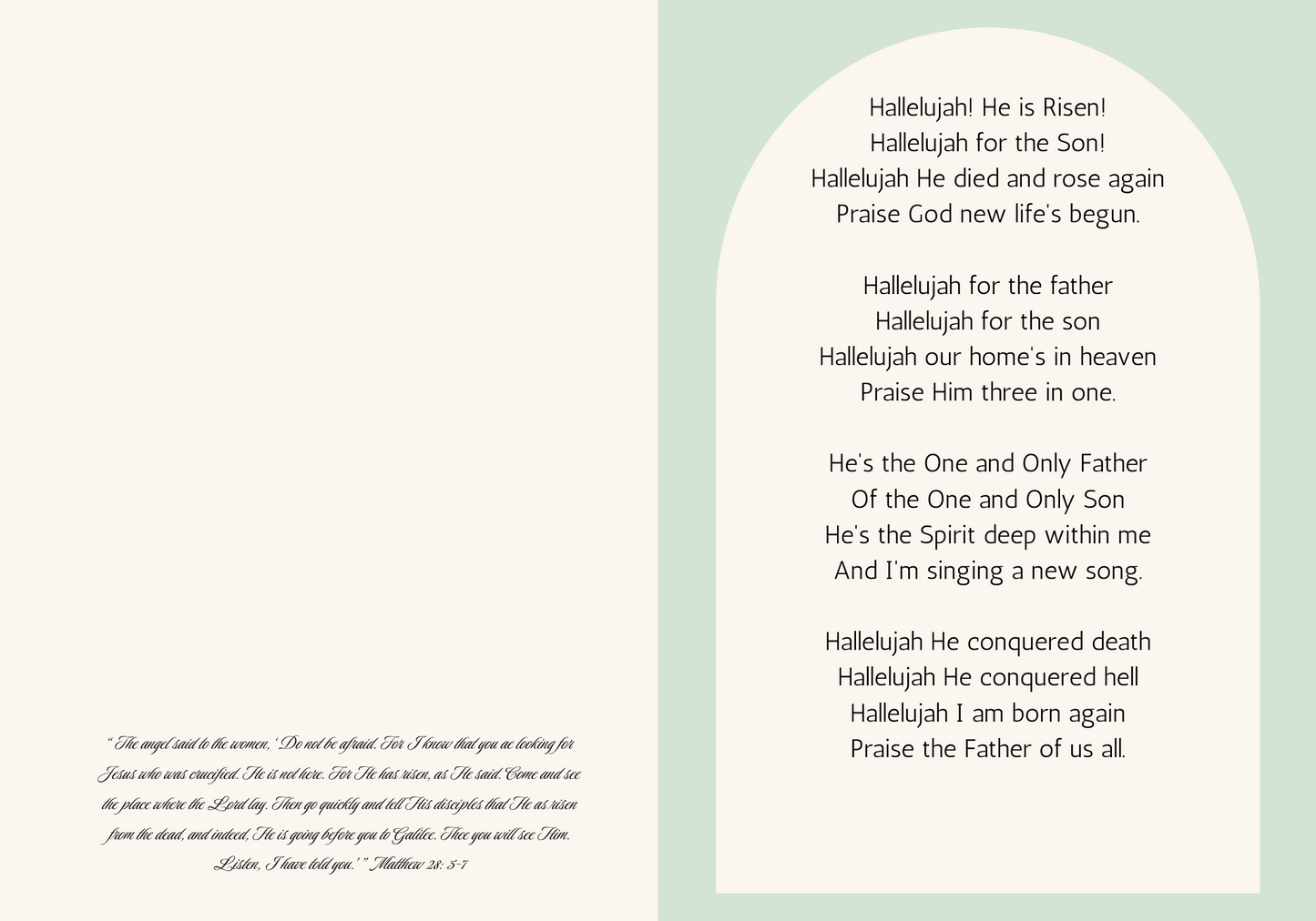 Hallelujah! He is Risen Printable Easter Card with Envelope