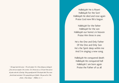 Hallelujah Downloadable He Is Risen Easter Card with Easter Cross Images With Envelope