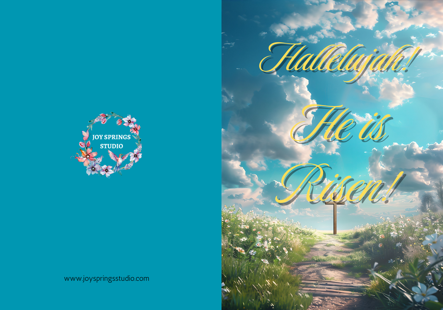 Hallelujah Downloadable He Is Risen Easter Card with Easter Cross Images With Envelope
