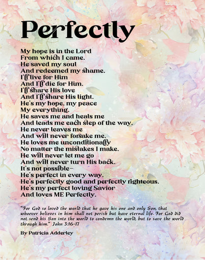 Perfectly Loved Inspiring Poetry Art Prints  "Perfectly" Digital Download