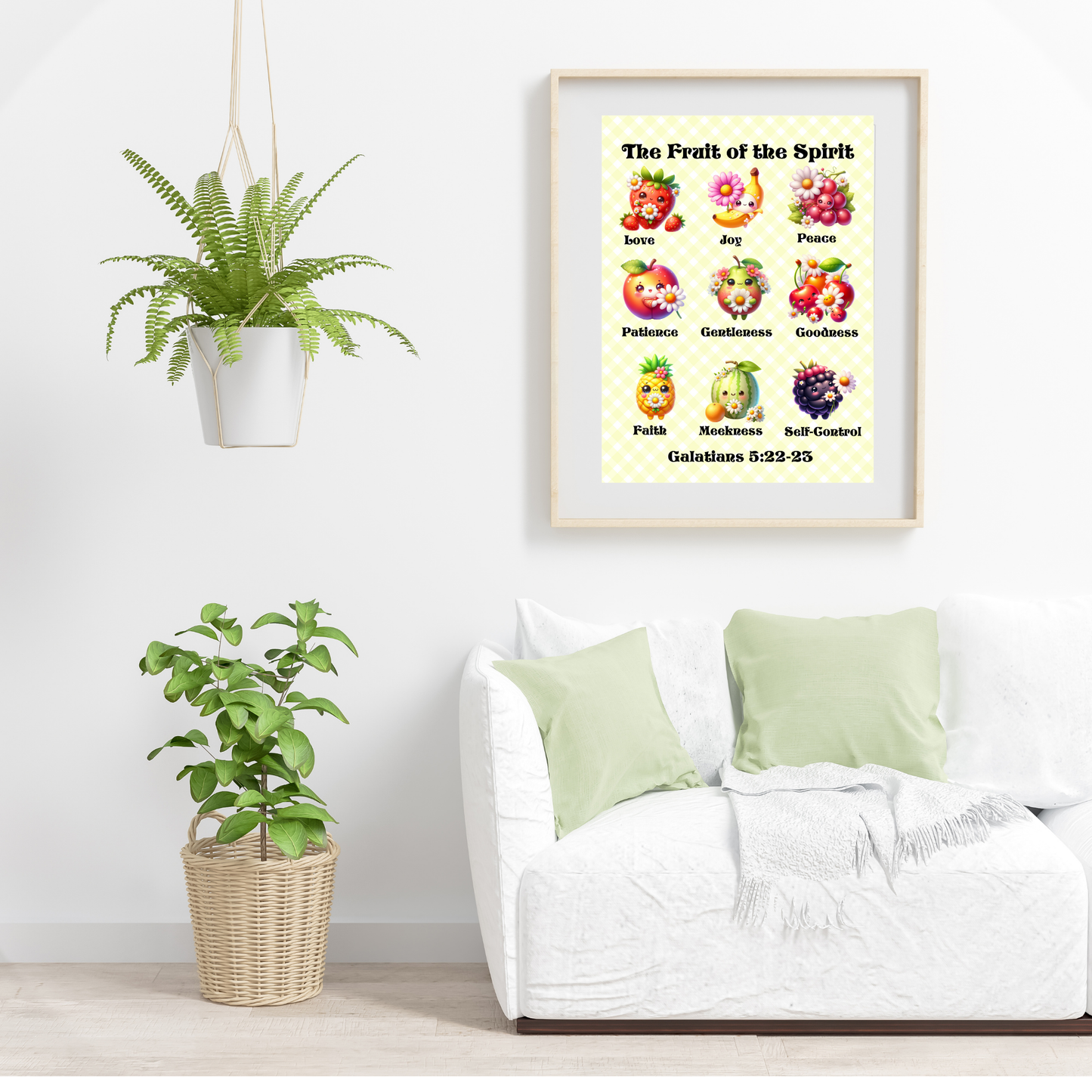 Cute Artful Fruit of the Spirit Art For Children Digital Downloadable Print