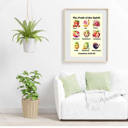 Cute Artful Fruit of the Spirit Art For Children Digital Downloadable Print