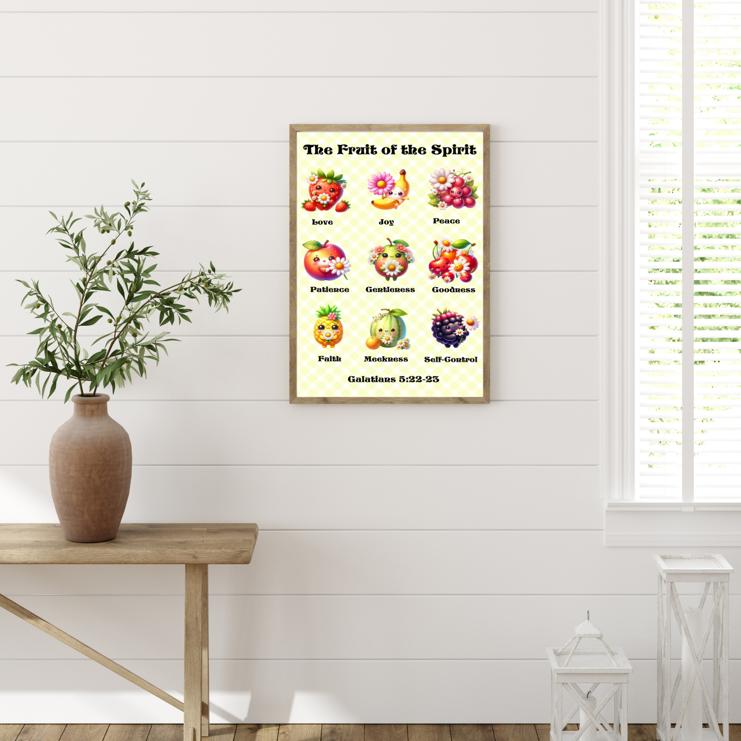 Cute Artful Fruit of the Spirit Art For Children Digital Downloadable Print