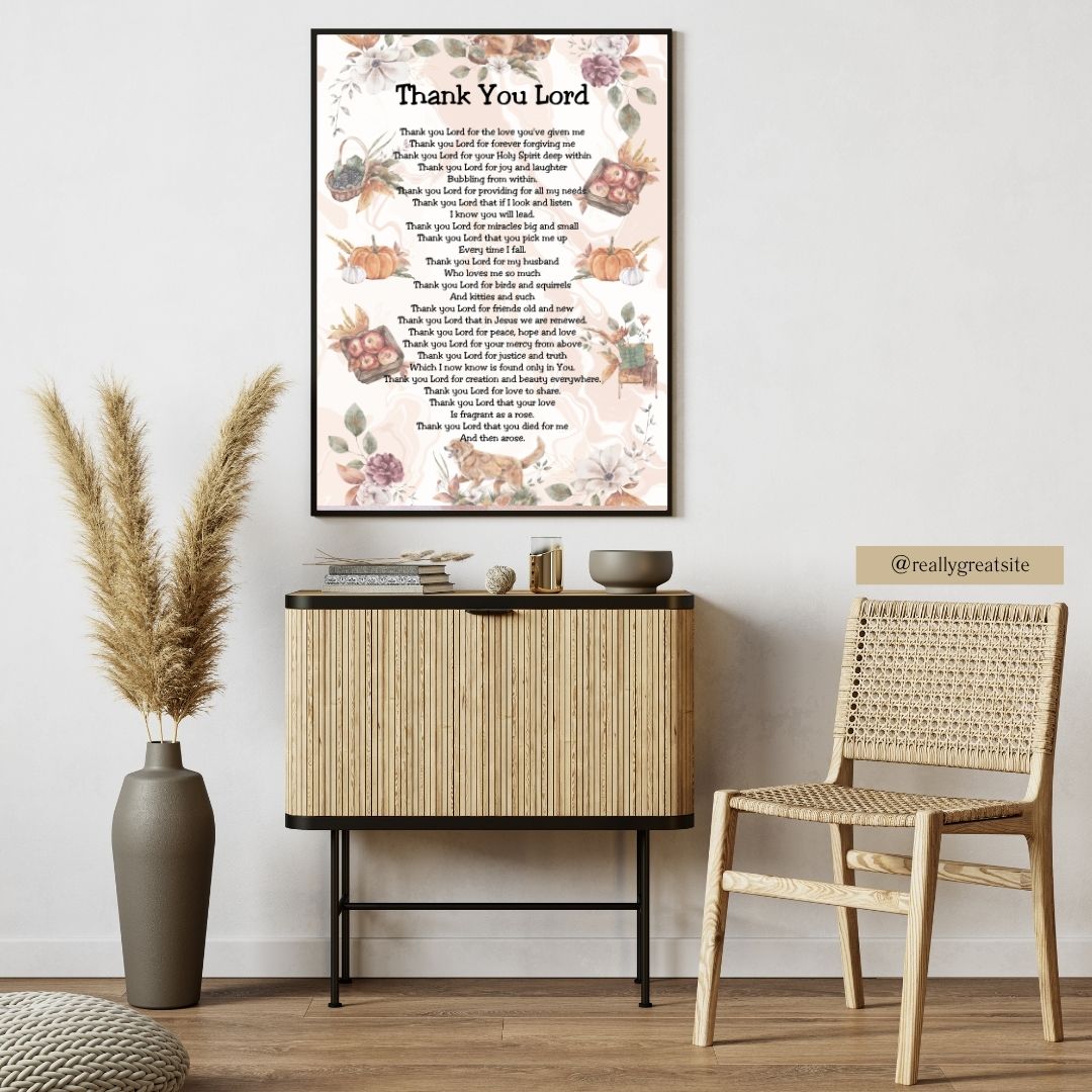 Thank You Lord Printable Thanksgiving Christian Prayer Poetry Artwork