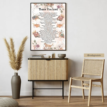 Thank You Lord Printable Thanksgiving Christian Prayer Poetry Artwork