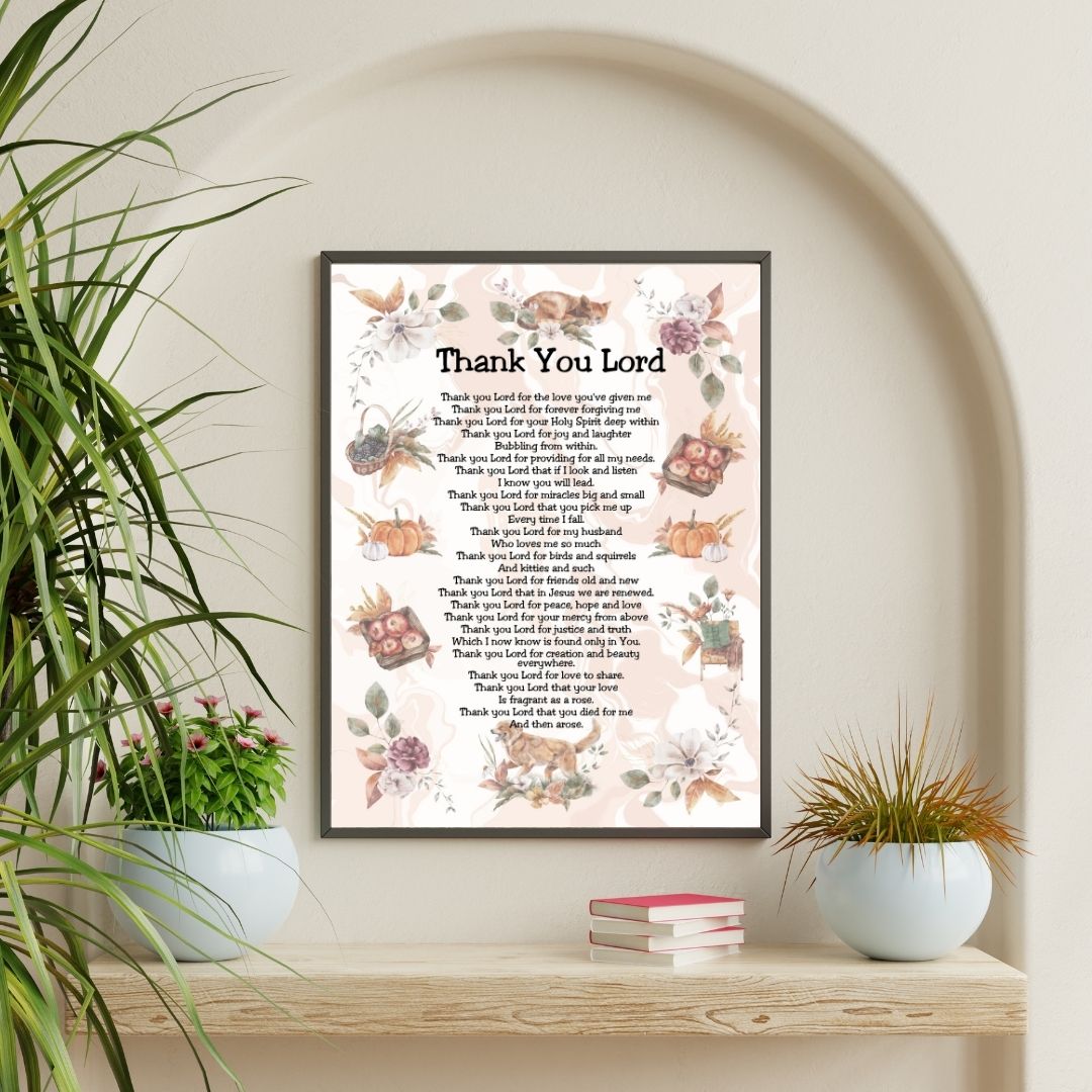 Thank You Lord Printable Thanksgiving Christian Prayer Poetry Artwork