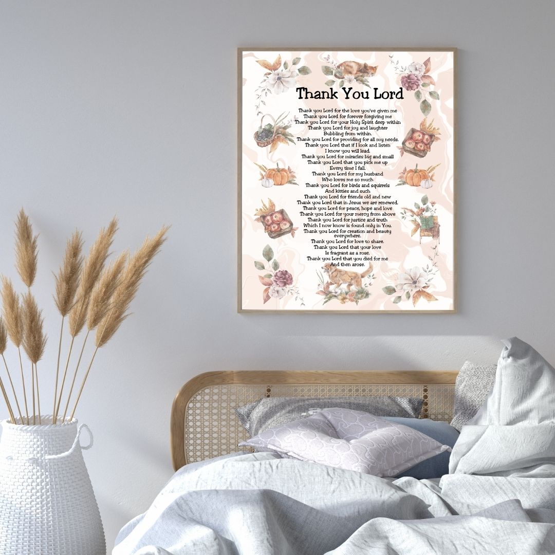 Thank You Lord Printable Thanksgiving Christian Prayer Poetry Artwork