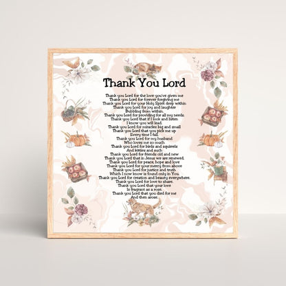 Thank You Lord Printable Thanksgiving Christian Prayer Poetry Artwork