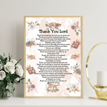 Thank You Lord Printable Thanksgiving Christian Prayer Poetry Artwork