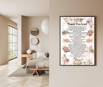 Thank You Lord Printable Thanksgiving Christian Prayer Poetry Artwork