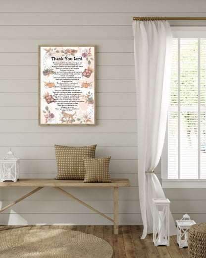 Thank You Lord Printable Thanksgiving Christian Prayer Poetry Artwork