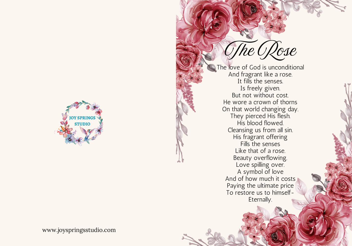 The Rose Printable Easter Card With Religious Messages About God's Love
