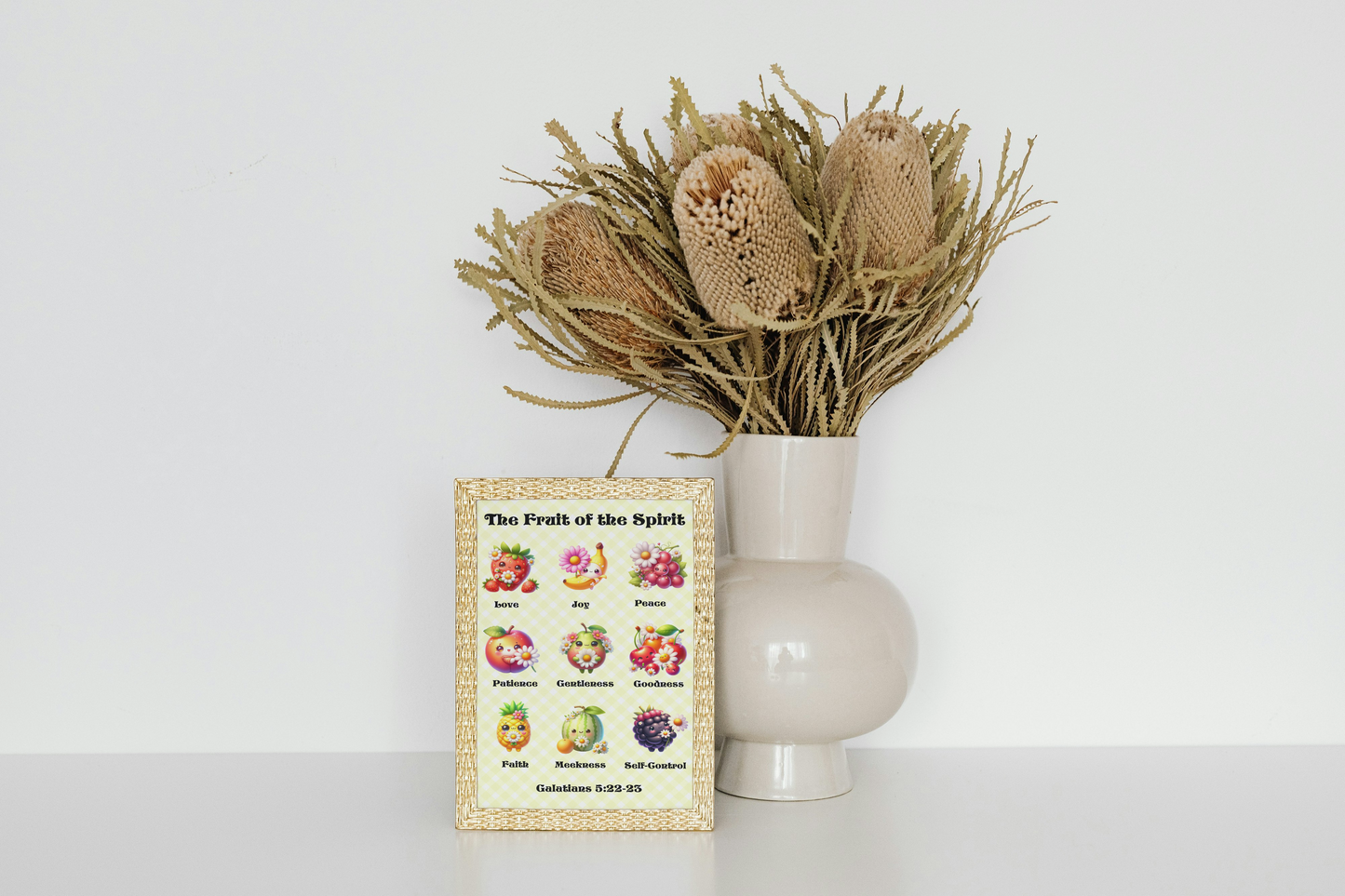 Cute Artful Fruit of the Spirit Art For Children Digital Downloadable Print
