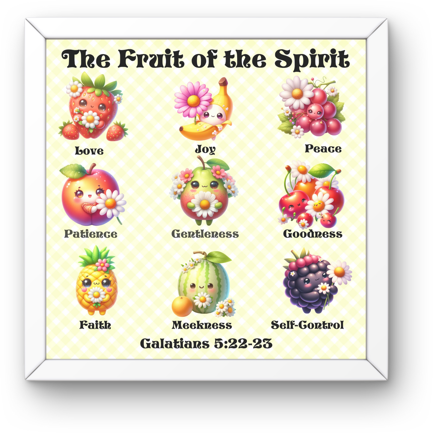 Cute Artful Fruit of the Spirit Art For Children Digital Downloadable Print