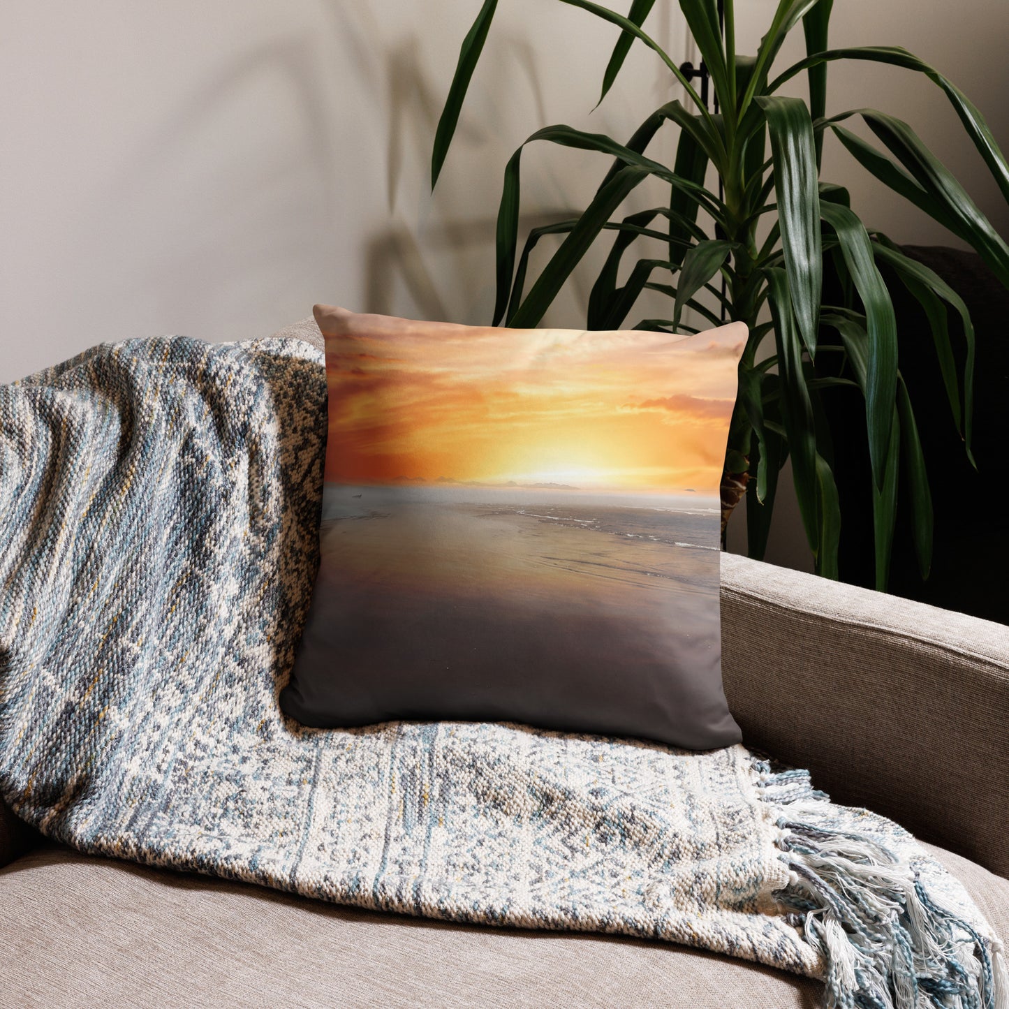 Sunset on the Oregon Coast Ocean Beach Nautical Pillow