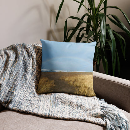 Rainbow Arch Coastal Print Throw Pillow
