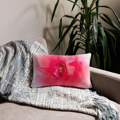 Raindrops on Coral Pink Roses Floral Throw Pillow