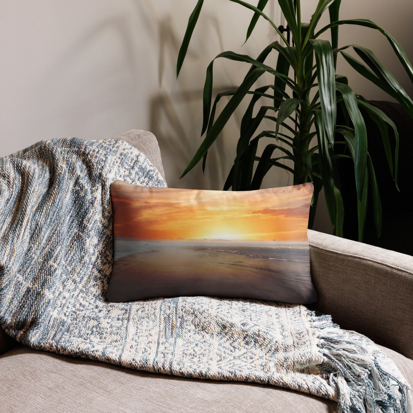 Sunset on the Oregon Coast Ocean Beach Nautical Pillow