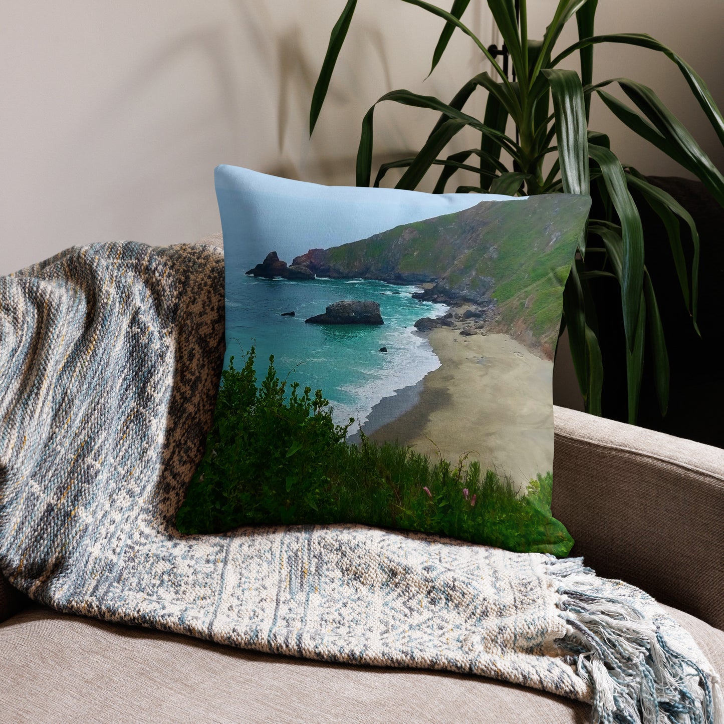 California Waves Premium Nautical Throw Pillow