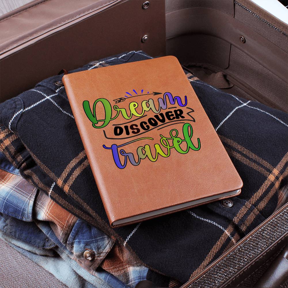 "Dream Discover Travel" Vegan Leather Travel Journal Great Gift For Traveler