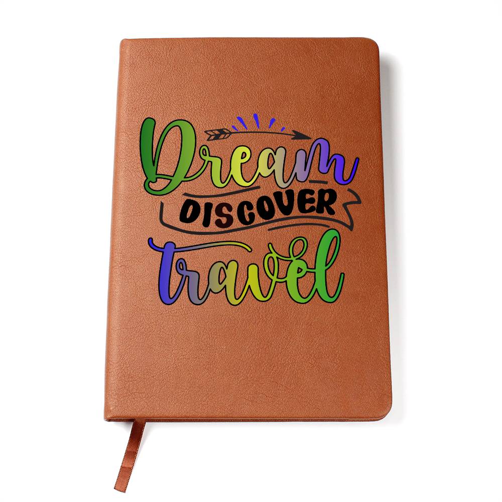 "Dream Discover Travel" Vegan Leather Travel Journal Great Gift For Traveler