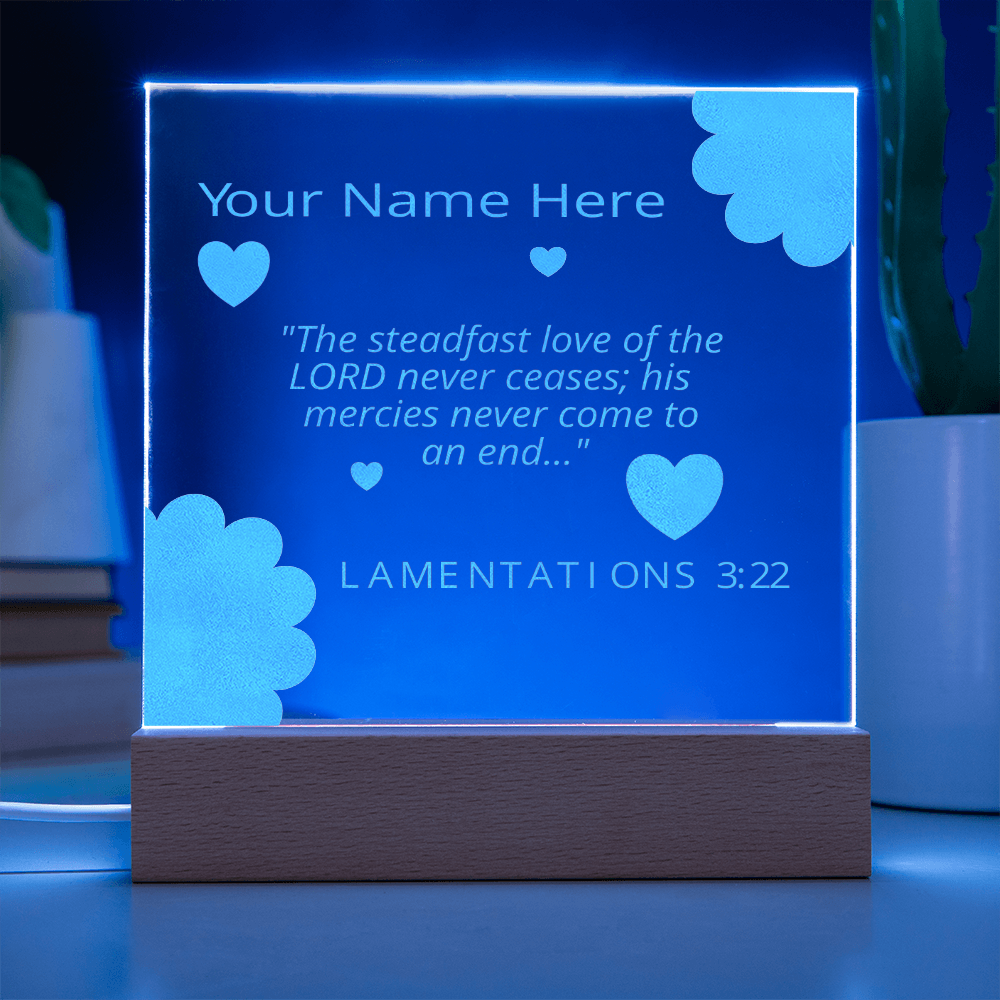 Personal Name Lamentations 3 Art Colorful Acrylic Transparent Photo Frame with LED
