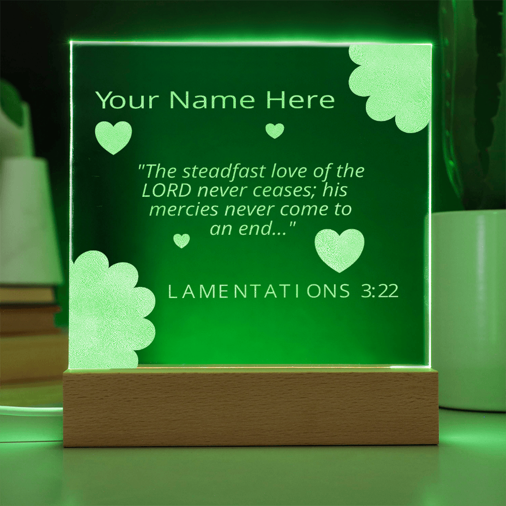 Personal Name Lamentations 3 Art Colorful Acrylic Transparent Photo Frame with LED