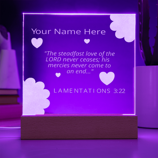 Personal Name Lamentations 3 Art Colorful Acrylic Transparent Photo Frame with LED