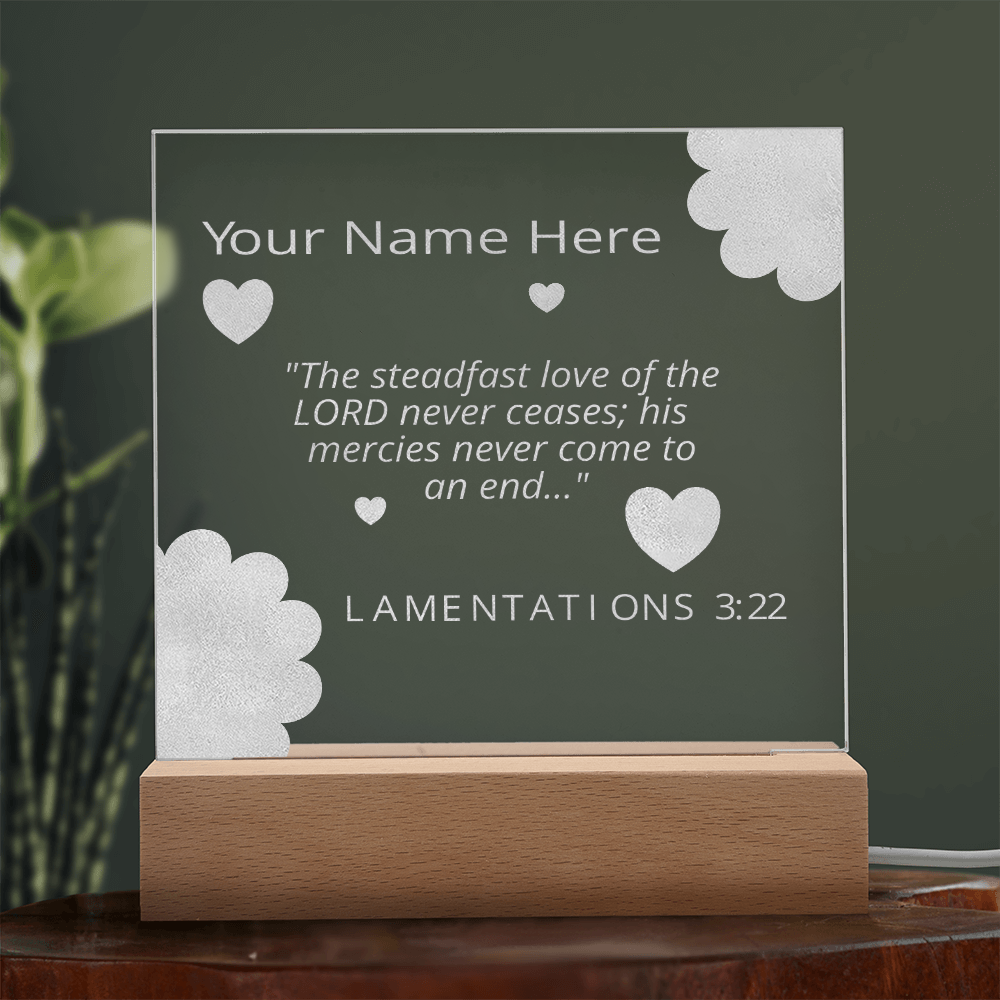 Personal Name Lamentations 3 Art Colorful Acrylic Transparent Photo Frame with LED