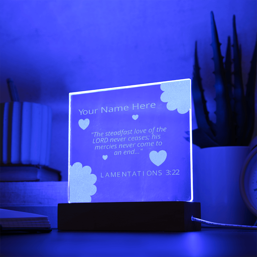 Personal Name Lamentations 3 Art Colorful Acrylic Transparent Photo Frame with LED