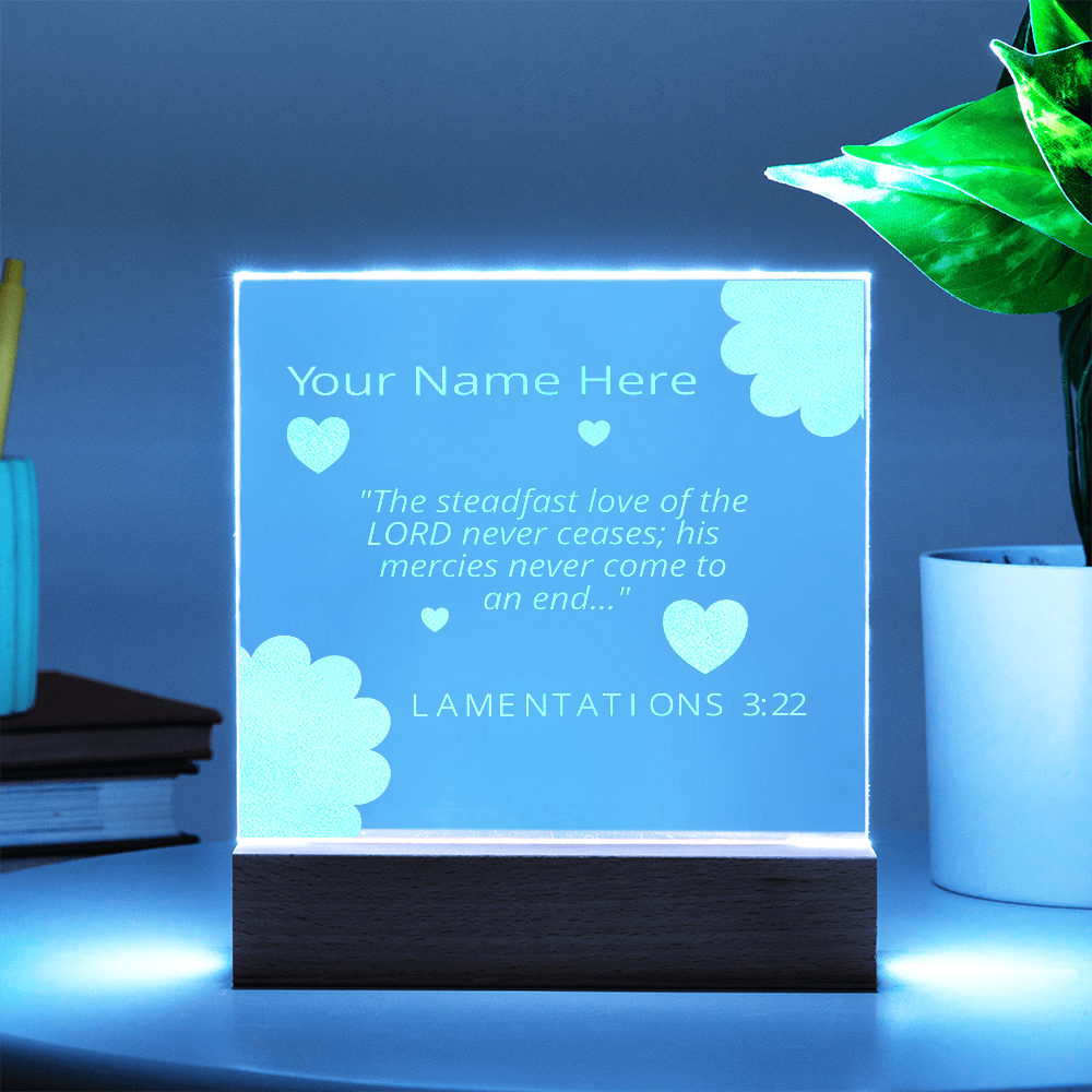Personal Name Lamentations 3 Art Colorful Acrylic Transparent Photo Frame with LED