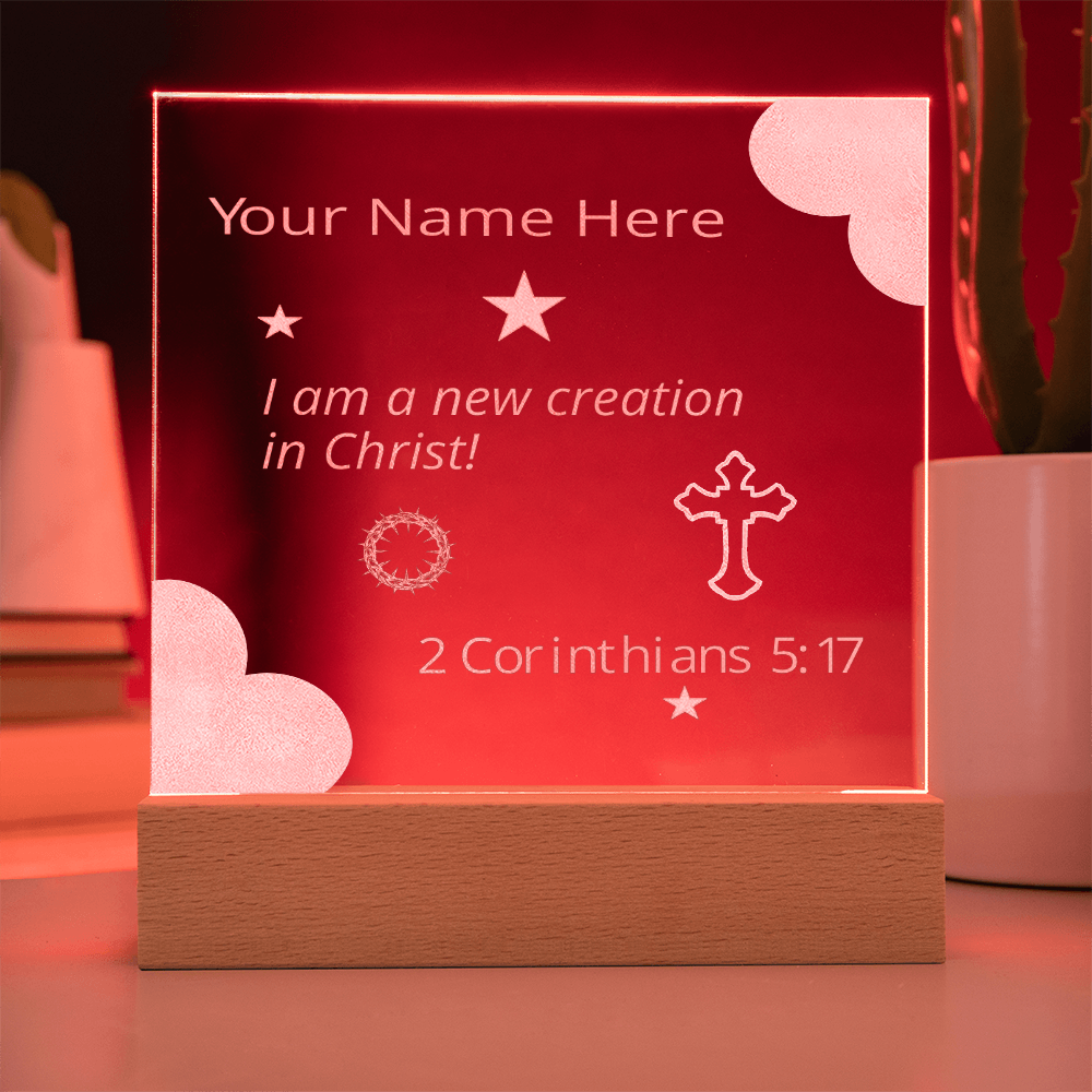 I Am A New Creation in Christ Identity in Christ Bible Verses On Engraved LED Acrylic Photo Frame