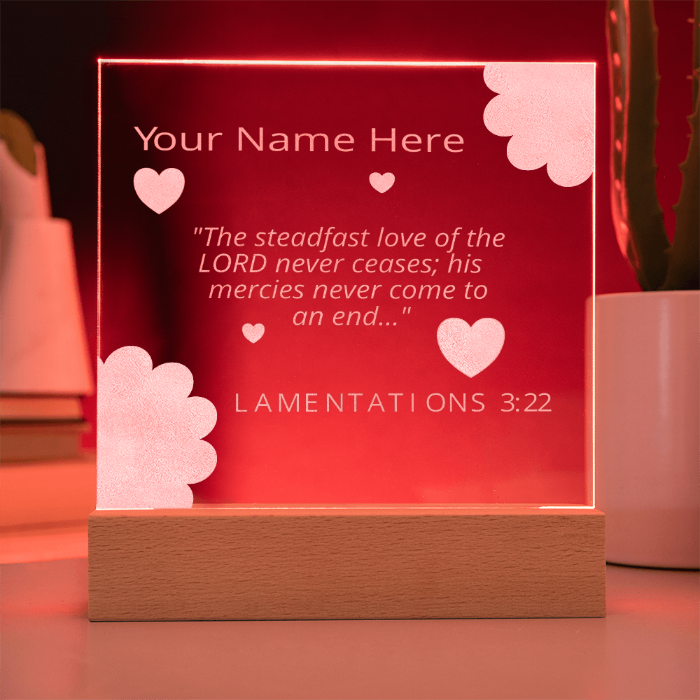 Personal Name Lamentations 3 Art Colorful Acrylic Transparent Photo Frame with LED