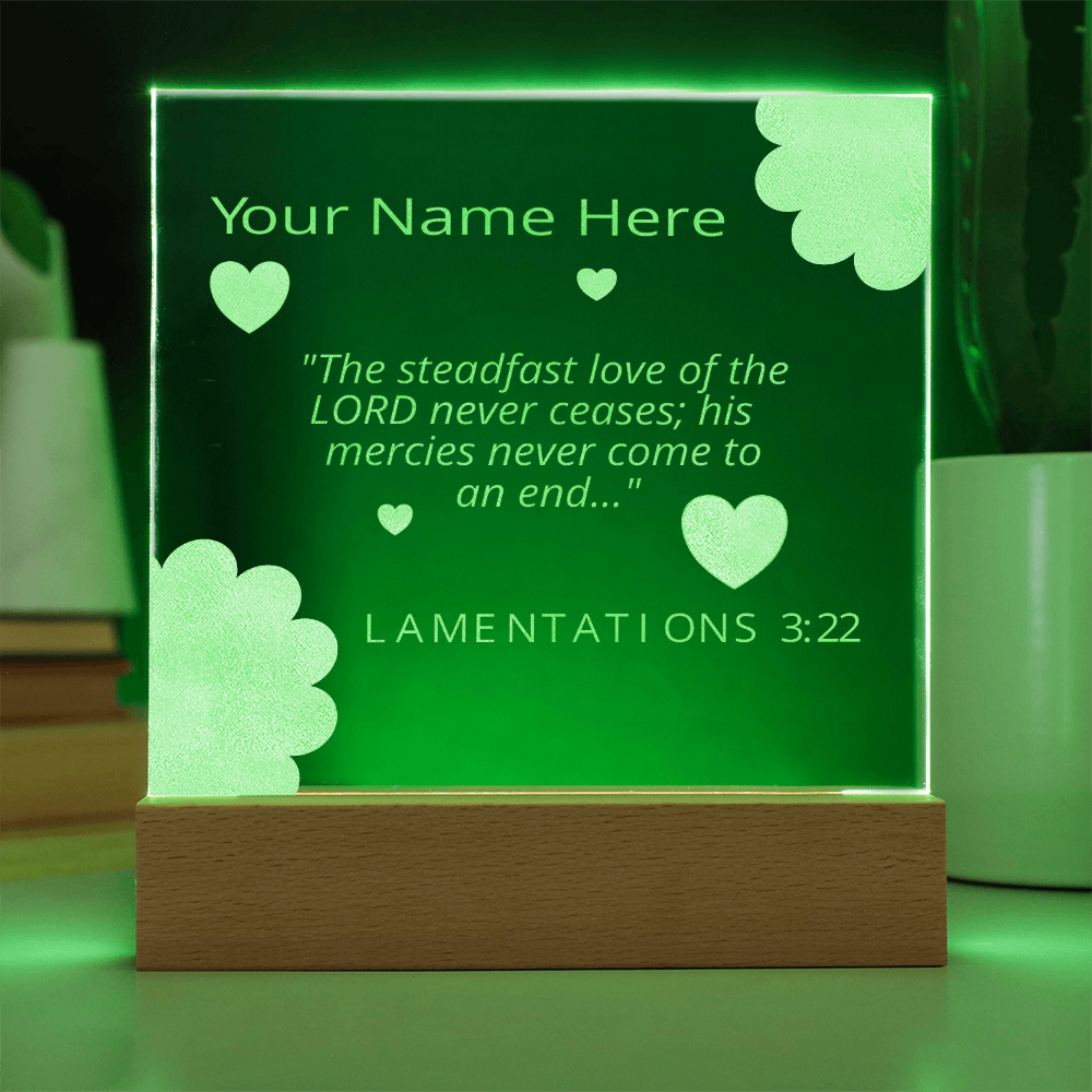 Personal Name Lamentations 3 Art Colorful Acrylic Transparent Photo Frame with LED