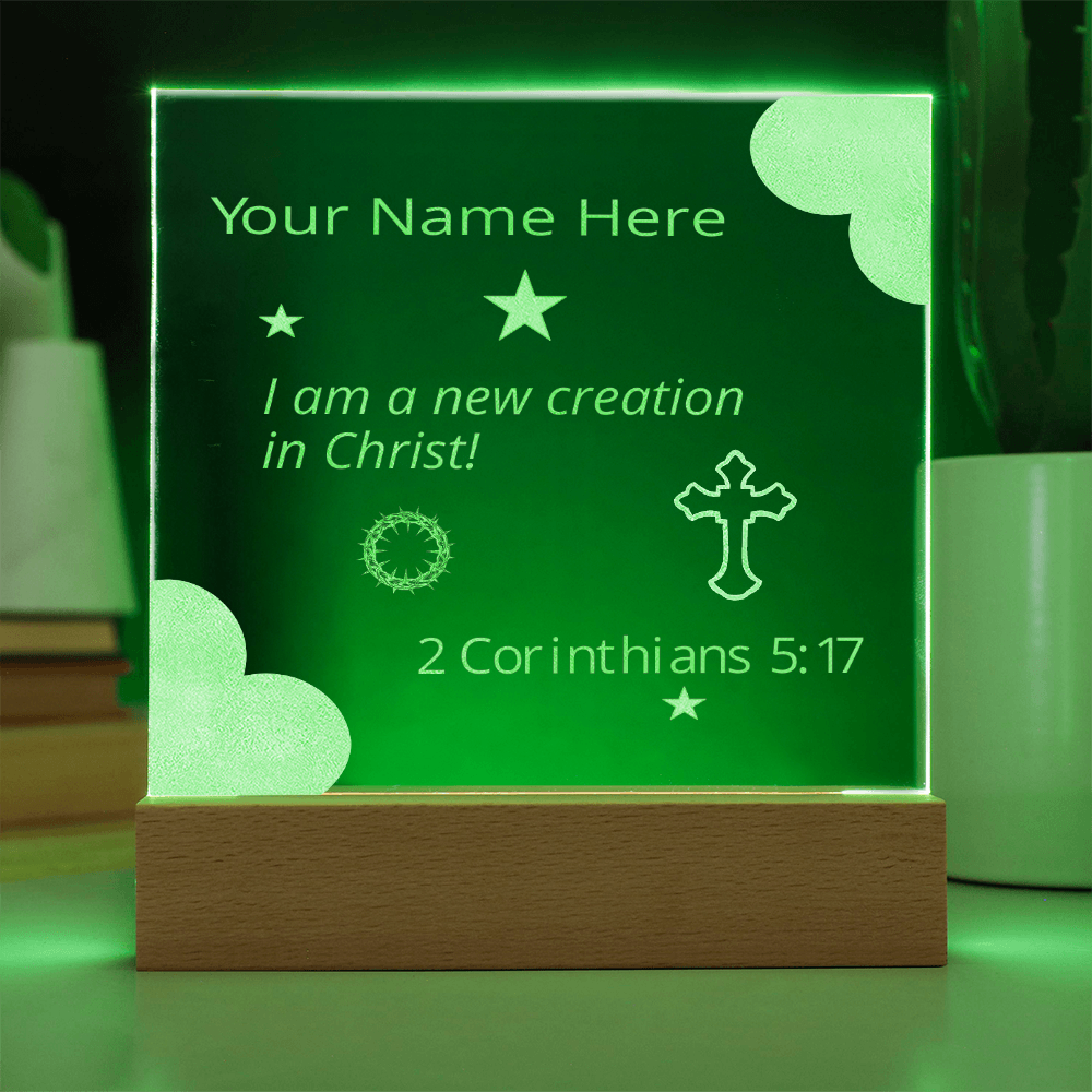 I Am A New Creation in Christ Identity in Christ Bible Verses On Engraved LED Acrylic Photo Frame
