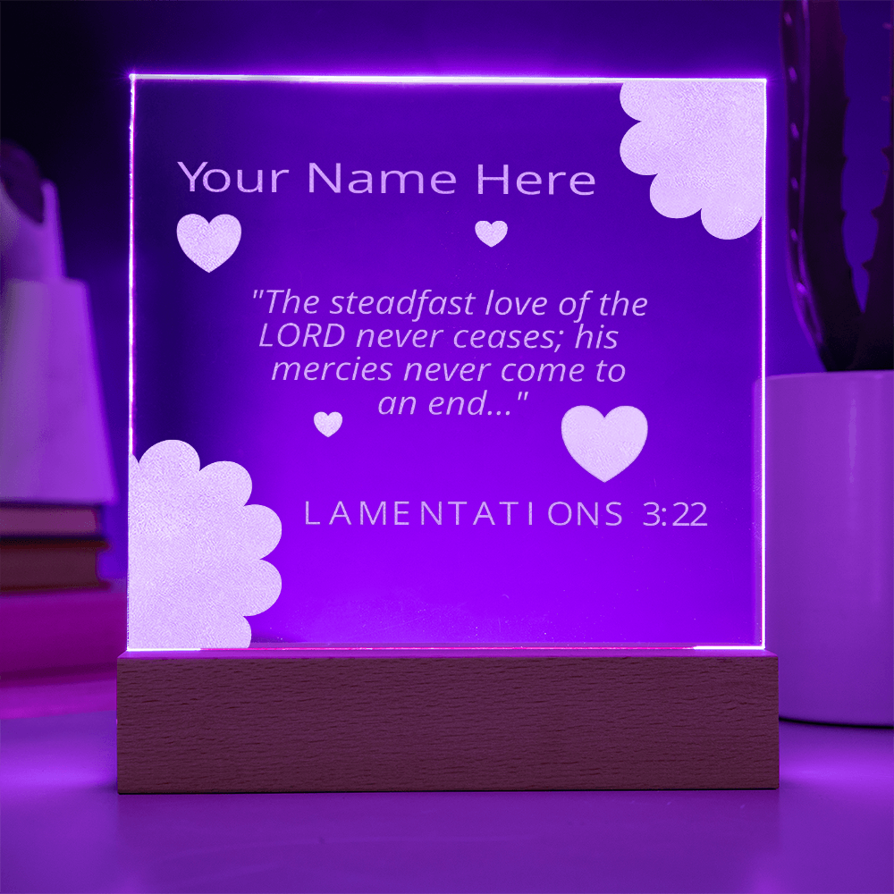 Personal Name Lamentations 3 Art Colorful Acrylic Transparent Photo Frame with LED