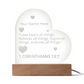1 Corinthians 13-7 Love Bears All Things Personalized Valentines Day Bible Verse Engraved LED Acrylic Photo Frame