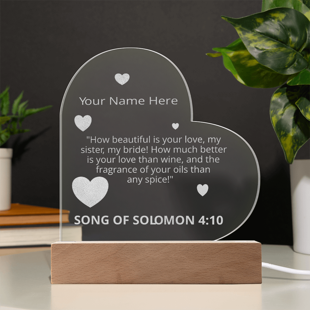 Song of Solomon 4 10 Valentines Day Bible Verse On Engraved LED Acrylic Photo Frame Personalized Valentines Days Gift