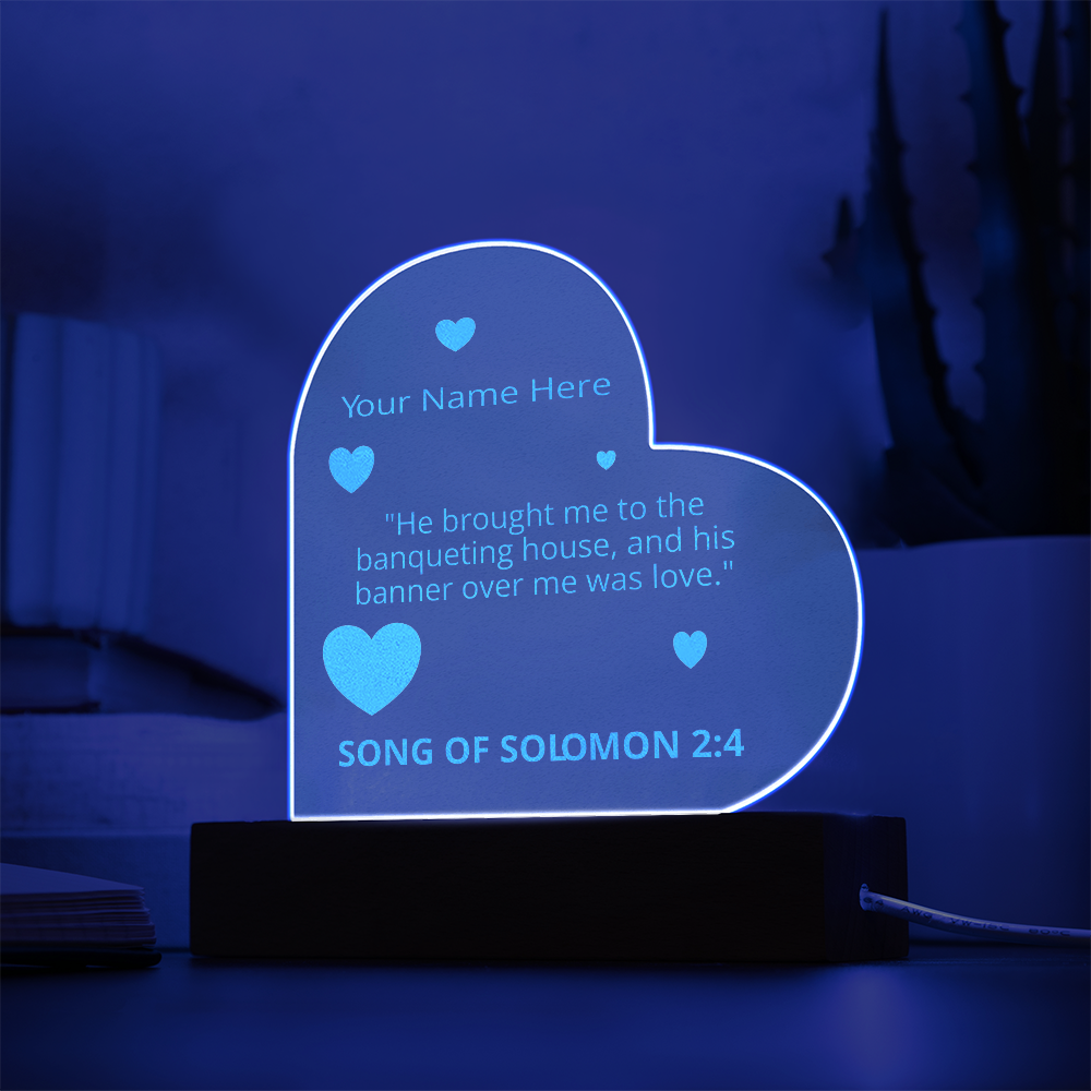 Christian Romance Song of Solomon Valentines Day Bible Verse Engraved LED Acrylic Photo Frame Personalized Valentines Days Gift